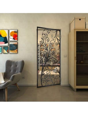 Pendeltür - Fineprint Model 204 Schwarz auf Klarglas