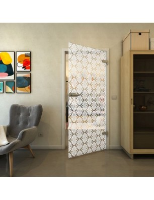 Ganzglastür - Fineprint Model 002 Weiss auf Klarglas