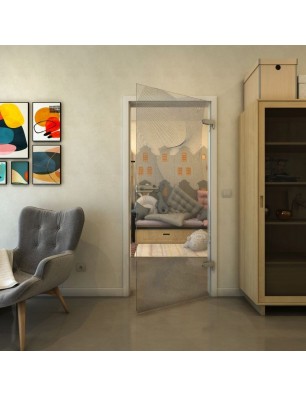 Ganzglastür - Fineprint Model 009 Schwarz auf Klarglas