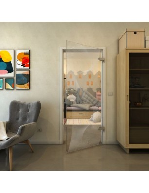 Ganzglastür - Fineprint Model 009 Weiss auf Klarglas