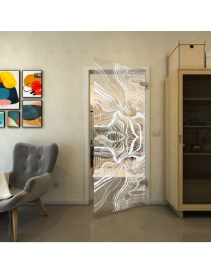 Ganzglastür - Fineprint Model 010 Weiss auf Klarglas