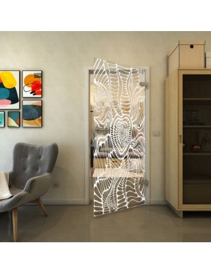 Ganzglastür - Fineprint Model 012 Weiss auf Klarglas