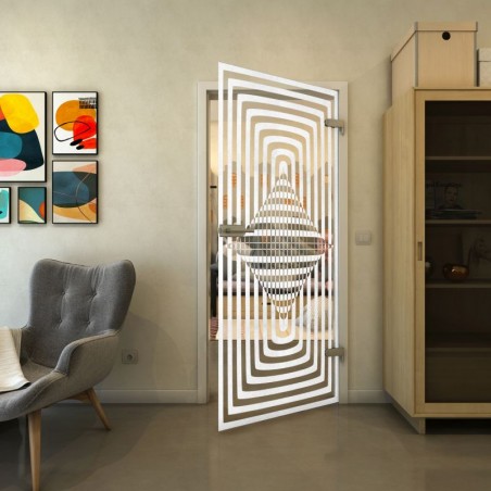 Ganzglastür - Fineprint Model 014 Weiss auf Klarglas