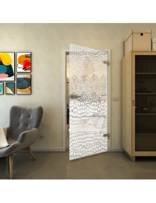 Ganzglastür - Fineprint Model 015 Weiss auf Klarglas