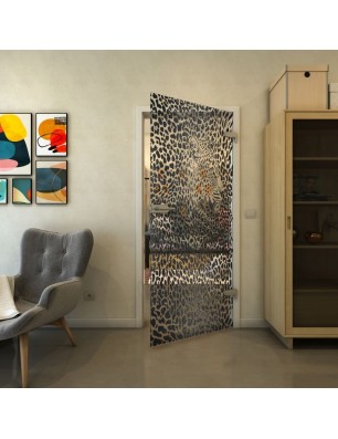 Ganzglastür - Fineprint Model 016 Schwarz auf Klarglas