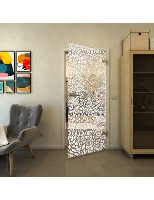 Ganzglastür - Fineprint Model 016 Weiss auf Klarglas