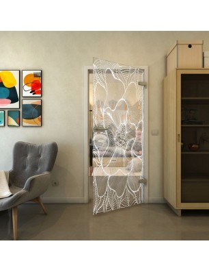 Ganzglastür - Fineprint Model 020 Weiss auf Klarglas