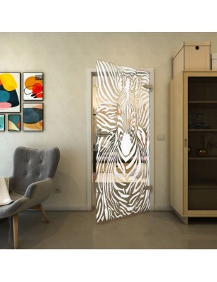 Ganzglastür - Fineprint Model 023 Weiss auf Klarglas