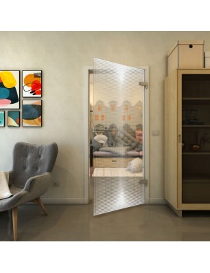 Ganzglastür - Fineprint Model 024 Weiss auf Klarglas