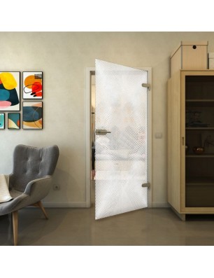 Ganzglastür - Fineprint Model 025 Weiss auf Klarglas