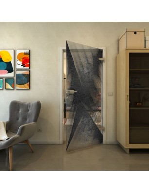 Ganzglastür - Fineprint Model 026 Schwarz auf Klarglas