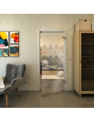 Ganzglastür - Fineprint Model 027 Weiss auf Klarglas