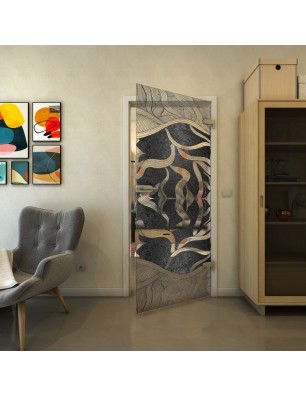 Ganzglastür - Fineprint Model 031 Schwarz auf Klarglas