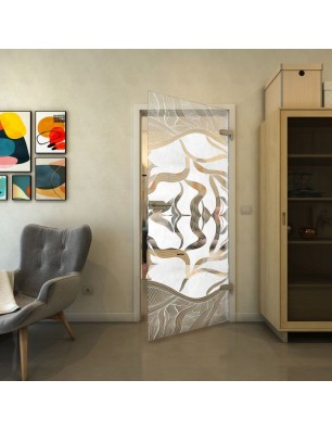 Ganzglastür - Fineprint Model 031 Weiss auf Klarglas