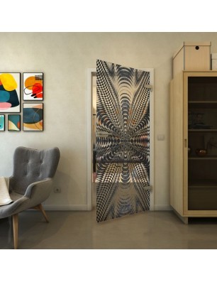 Ganzglastür - Fineprint Model 037 Schwarz auf Klarglas