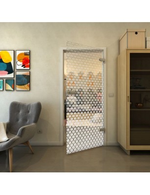 Ganzglastür - Fineprint Model 038 Weiss auf Klarglas