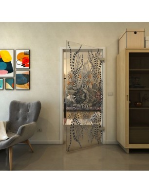 Ganzglastür - Fineprint Model 039 Schwarz auf Klarglas