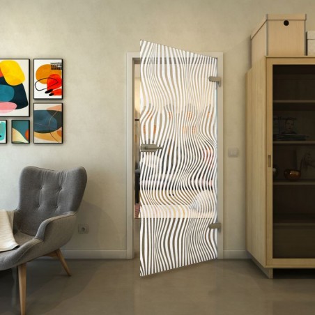 Ganzglastür - Fineprint Model 041 Weiss auf Klarglas