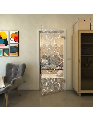 Ganzglastür - Fineprint Model 049 Weiss auf Klarglas