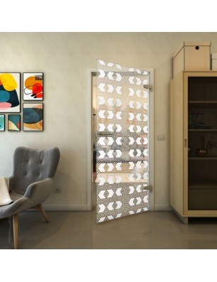 Ganzglastür - Fineprint Model 053 Weiss auf Klarglas