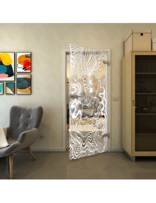 Ganzglastür - Fineprint Model 056 Weiss auf Klarglas