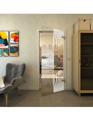 Ganzglastür - Fineprint Model 059 Weiss auf Klarglas