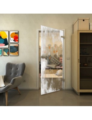 Ganzglastür - Fineprint Model 061 Weiss auf Klarglas