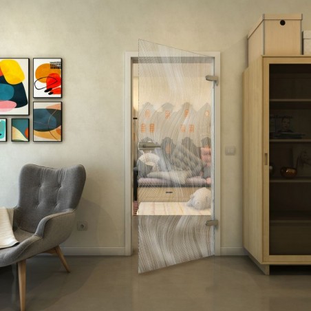 Ganzglastür - Fineprint Model 062 Weiss auf Klarglas