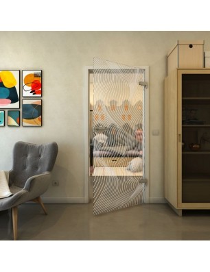 Ganzglastür - Fineprint Model 066 Weiss auf Klarglas