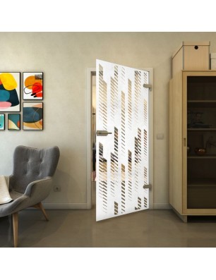 Ganzglastür - Fineprint Model 067 Weiss auf Klarglas