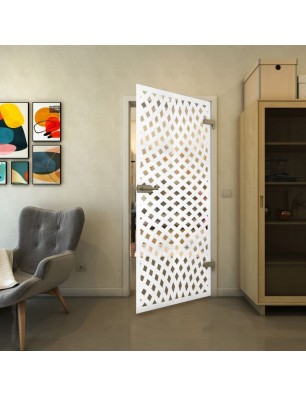 Ganzglastür - Fineprint Model 068 Weiss auf Klarglas