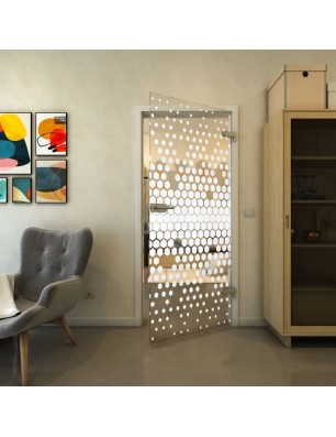 Ganzglastür - Fineprint Model 072 Weiss auf Klarglas