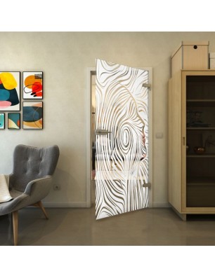 Ganzglastür - Fineprint Model 074 Weiss auf Klarglas