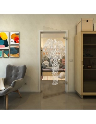 Ganzglastür - Fineprint Model 078 Weiss auf Klarglas