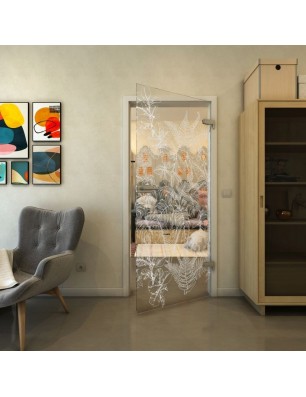 Ganzglastür - Fineprint Model 080 Weiss auf Klarglas