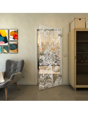 Ganzglastür - Fineprint Model 083 Weiss auf Klarglas