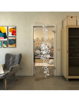 Ganzglastür - Fineprint Model 085 Weiss auf Klarglas