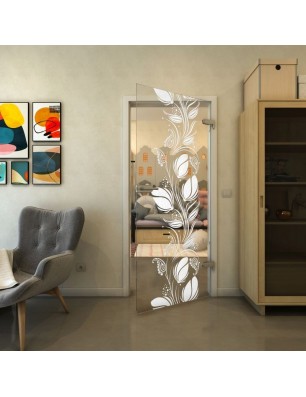 Ganzglastür - Fineprint Model 086 Weiss auf Klarglas