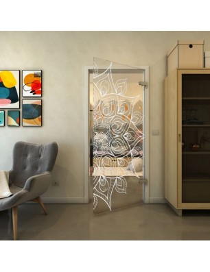 Ganzglastür - Fineprint Model 088 Weiss auf Klarglas
