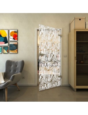 Ganzglastür - Fineprint Model 091 Weiss auf Klarglas