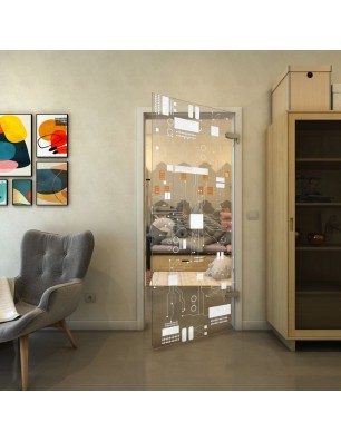 Ganzglastür - Fineprint Model 092 Weiss auf Klarglas