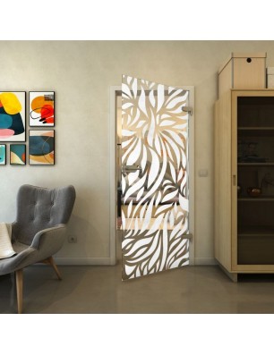 Ganzglastür - Fineprint Model 096 Weiss auf Klarglas