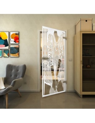 Ganzglastür - Fineprint Model 097 Weiss auf Klarglas