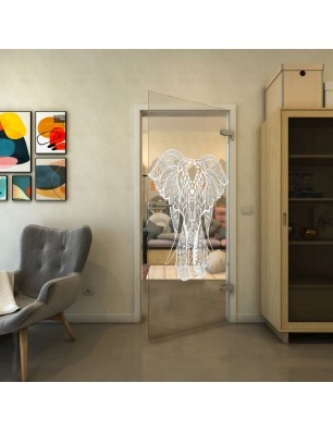 Ganzglastür - Fineprint Model 098 Weiss auf Klarglas