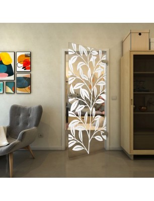 Ganzglastür - Fineprint Model 099 Weiss auf Klarglas