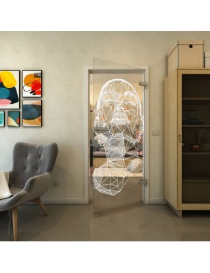 Ganzglastür - Fineprint Model 103 Weiss auf Klarglas