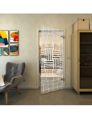 Ganzglastür - Fineprint Model 104 Weiss auf Klarglas