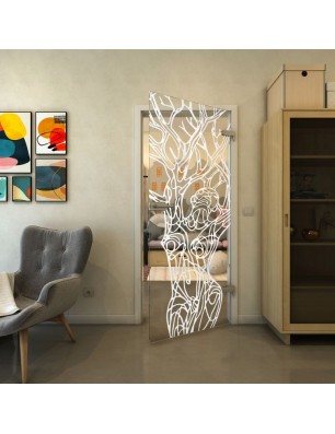 Ganzglastür - Fineprint Model 105 Weiss auf Klarglas