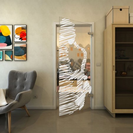 Ganzglastür - Fineprint Model 106 Weiss auf Klarglas