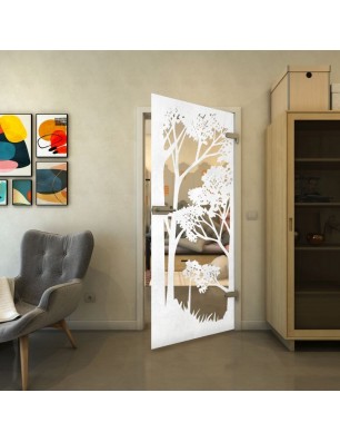 Ganzglastür - Fineprint Model 110 Weiss auf Klarglas